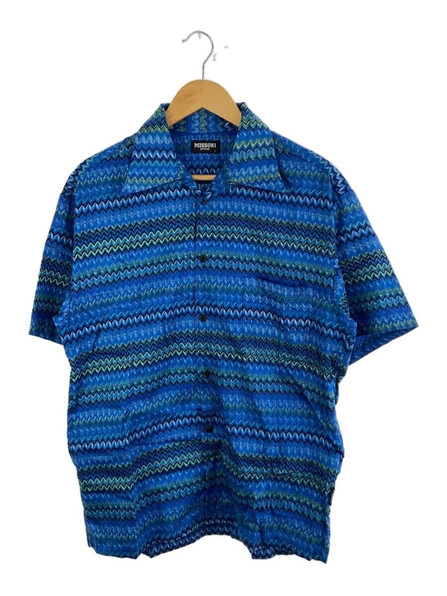 【中古】MISSONI◆半袖シャツ/L/コットン/BLU/総柄/136-R-3017//【メンズウェア】