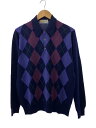 【中古】JOHN SMEDLEY◆Archive/〜90s/旧タグ/長袖ニットポロ/アーガイル/イングランド製/SIZE:L/NVY【メンズウェア】