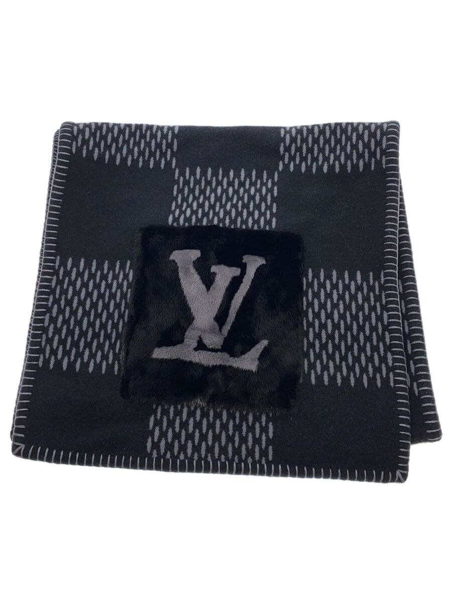 【中古】LOUIS VUITTON◆ルイヴィトン/マフラー/ウール/BLK/総柄/メンズ/M77139/エシャルプ・ダミエ ウォーム/M7713//【服飾雑貨他】