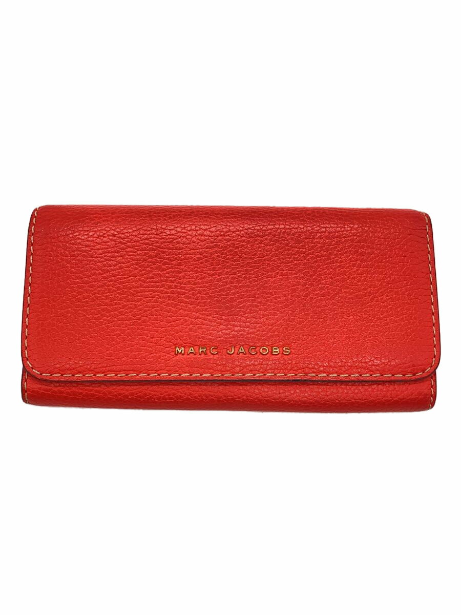 【中古】MARC JACOBS◆長財布/レザー/RED/無地/レディース【服飾雑貨他】