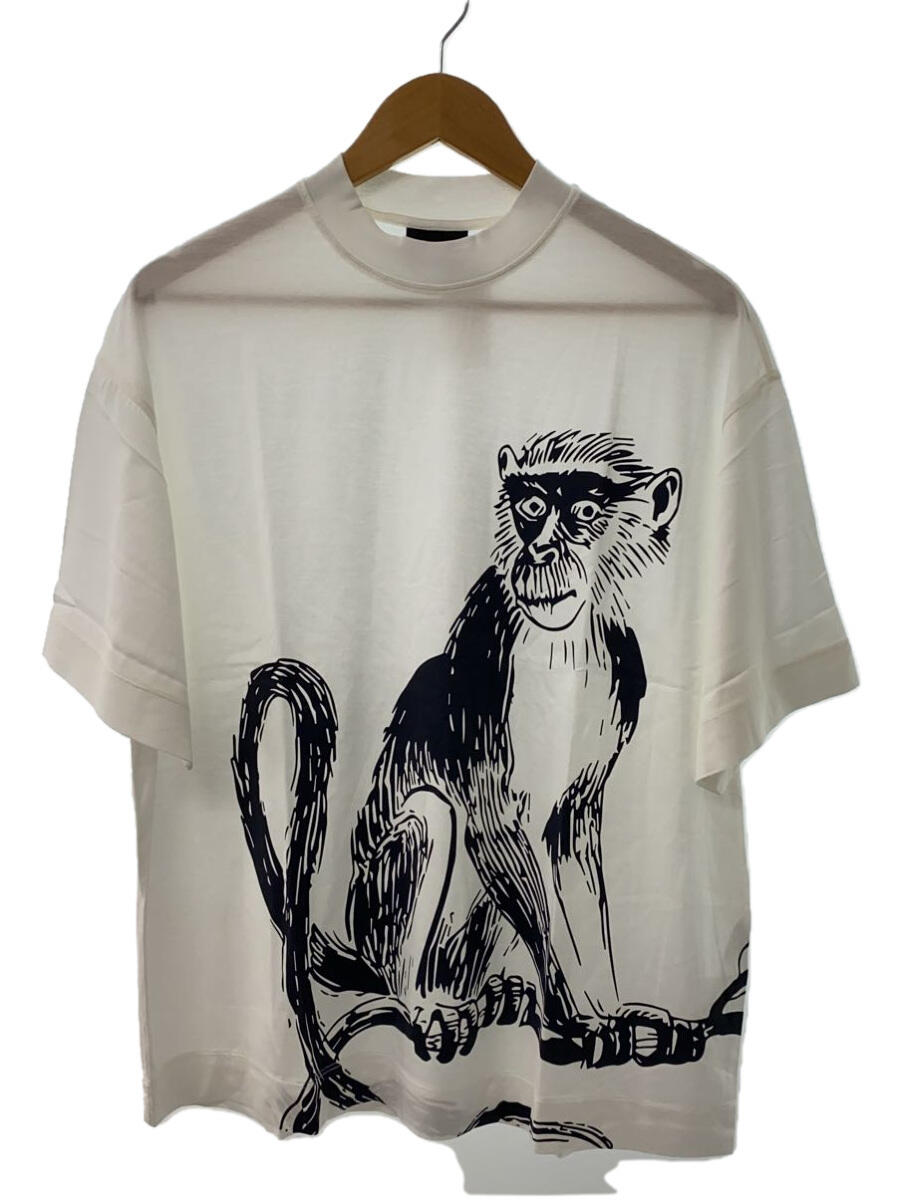 【中古】EMPORIO ARMANI◆Tシャツ/S/コットン/ホワイト/8N1TN5/猿【メンズウェア】