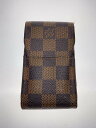 【中古】LOUIS VUITTON◆エテュイ・シガレット_ダミエ・エベヌ_BRW/PVC/BRW/メンズ【服飾雑貨他】