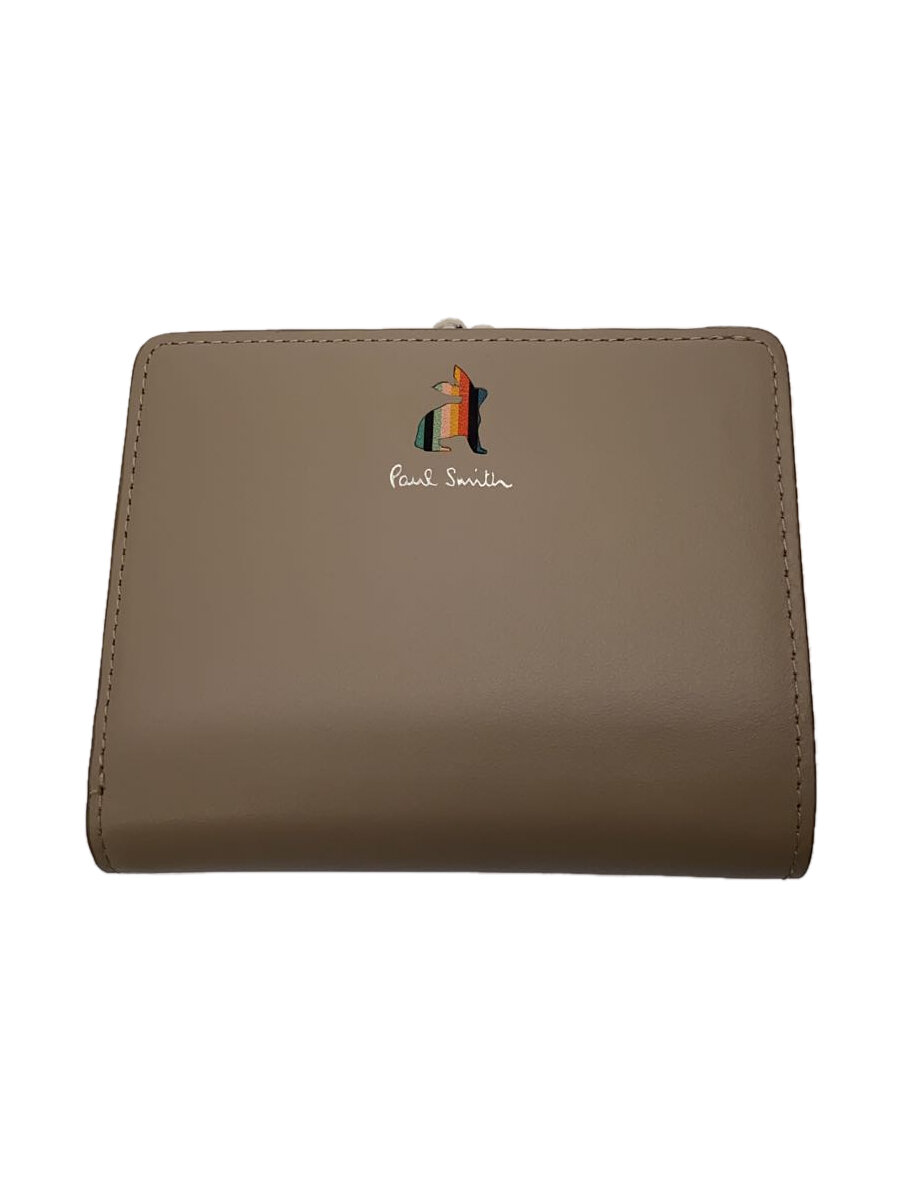 【中古】Paul Smith◆2つ折り財布/レザー/BEG/レディース//【服飾雑貨他】
