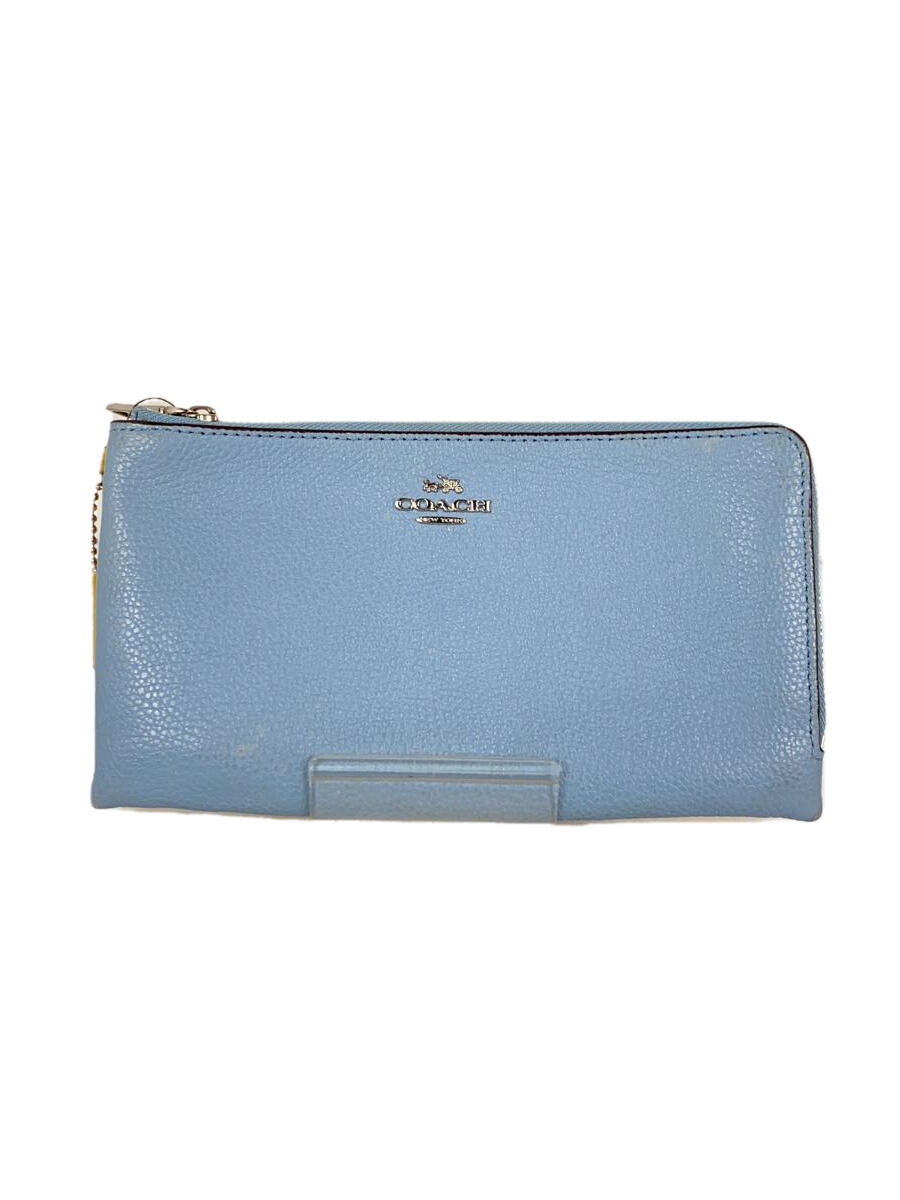 【中古】COACH◆バイカラー/ラウンドジップ/長財布/レザー/ブルー/レディース/K1577//【服飾雑貨他】