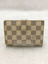 【中古】LOUIS VUITTON◆ポルト フォイユ ヴィエノワ_ダミエ アズール_WHT/PVC/WHT/レディース【服飾雑貨他】