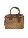 【中古】COACH◆ミニ・ベネット・サッチェル_シグネチャー_ブラウンレザー/--/BRW【バッグ】