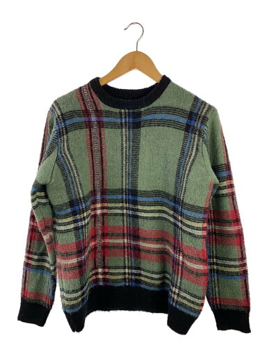 【中古】STUSSY◆PLAID MOHAIR SWEATER/毛玉有/S/アクリル/GRN/チェック【メンズウェア】 【中古】STUSSY◆PLAID MOHAIR SWEATER/毛玉有/S/アクリル/GRN/チェック【メンズウェア】
