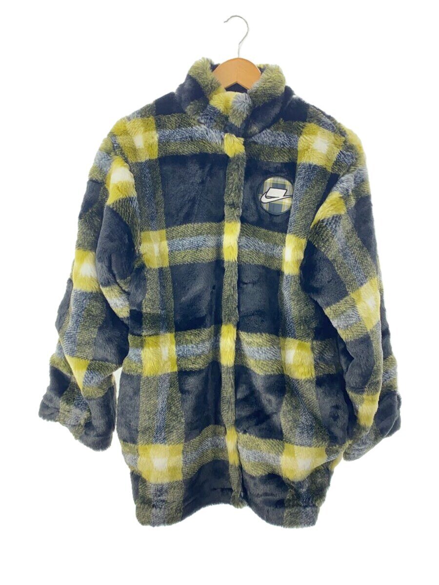 【中古】NIKE◆ジャケット/XS/フェイクファー/BLK/チェック【メンズウェア】