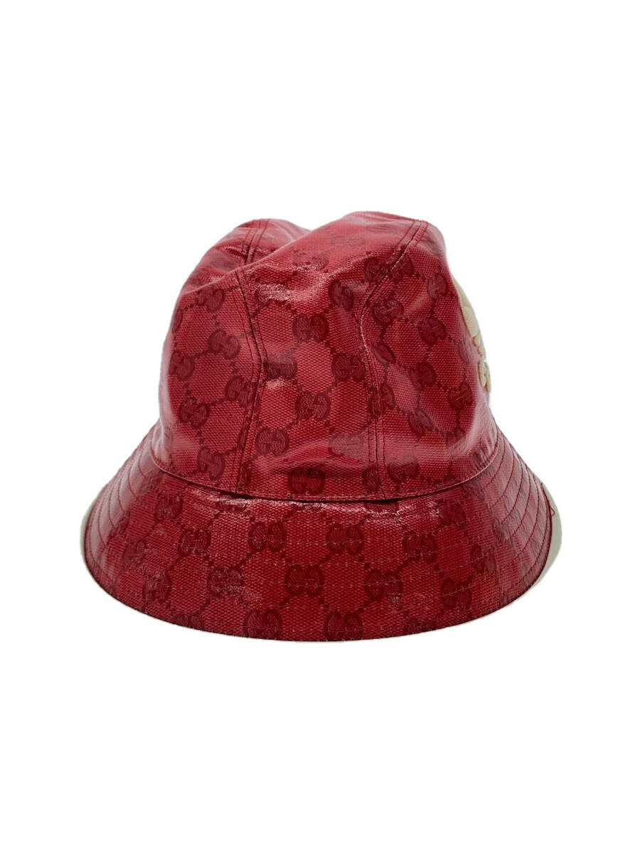 【中古】GUCCI◆バケットハット/M/ナイロン/RED/総柄/メンズ/728215【服飾雑貨他】