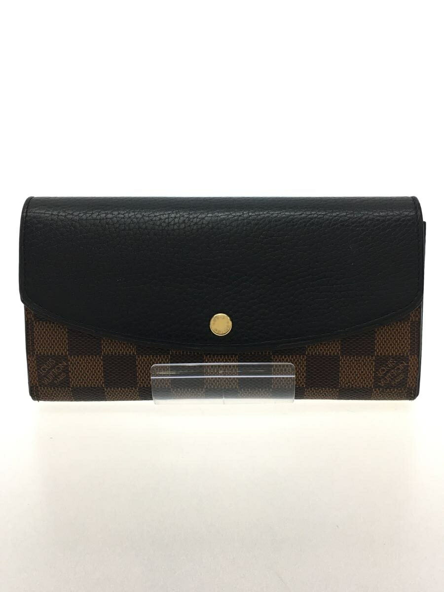 【中古】LOUIS VUITTON◆ポルト・フォイユ・ノルマンディ_ダミエ・エベヌ_BRW/PVC/BRW/メンズ【服飾雑貨他】