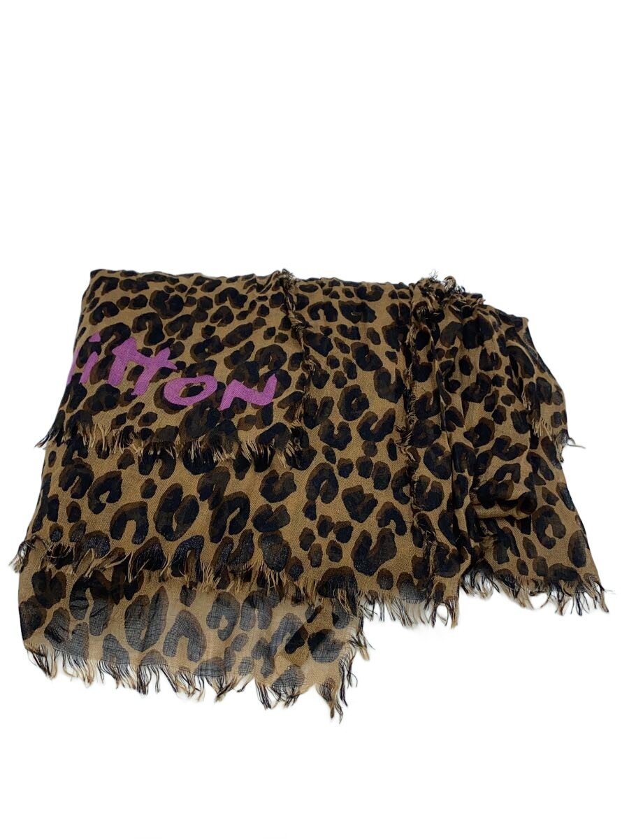 【中古】LOUIS VUITTON◆エトール・レオパード_BRW/カシミア/BRW/レオパード/レディース//【服飾雑貨他】