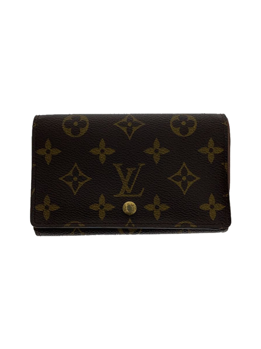 【中古】LOUIS VUITTON◆1)ポルト・モネ・ビエ・トレゾール_モノグラム・キャンバス_BRW/PVC/BRW/メンズ【服飾雑貨他】