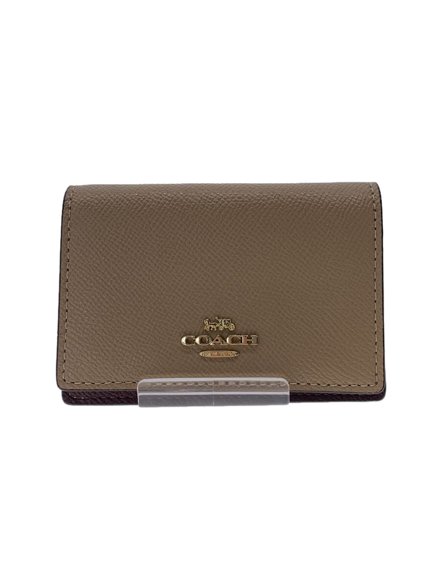 【中古】COACH◆カードケース/レザー/ベージュ/レディース/87731【服飾雑貨他】