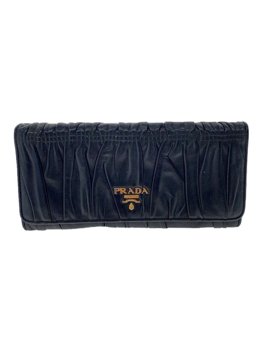 【中古】PRADA◆長財布/--/BLK/無地/レディース【服飾雑貨他】