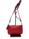 【中古】COACH◆ショルダーバッグ/レザー/RED/無地【バッグ】