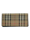 【中古】BURBERRY◆長財布/PVC/BEG/チェック/メンズ【服飾雑貨他】