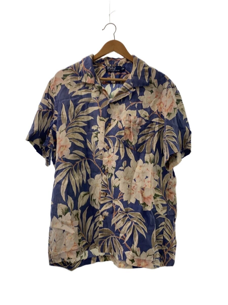 【中古】POLO RALPH LAUREN◆アロハシャツ/XL/リネン/BLU/総柄【メンズウェア】