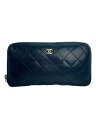 【中古】CHANEL◆マトラッセ/ラウンドジップ/長財布/レザー/BLK/レディース/15788360【服飾雑貨他】