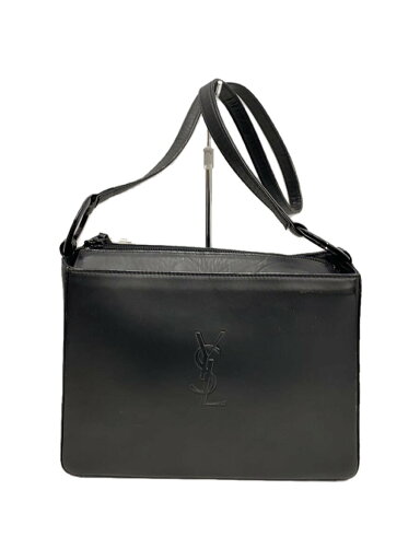 【中古】YVES SAINT LAURENT◆オールド/vintage/エンボスロゴ/ショルダーバッグ/レザー/BLK/無地//【バッグ】 【中古】YVES SAINT LAURENT◆オールド/vintage/エンボスロゴ/ショルダーバッグ/レザー/BLK/無地//【バッグ】