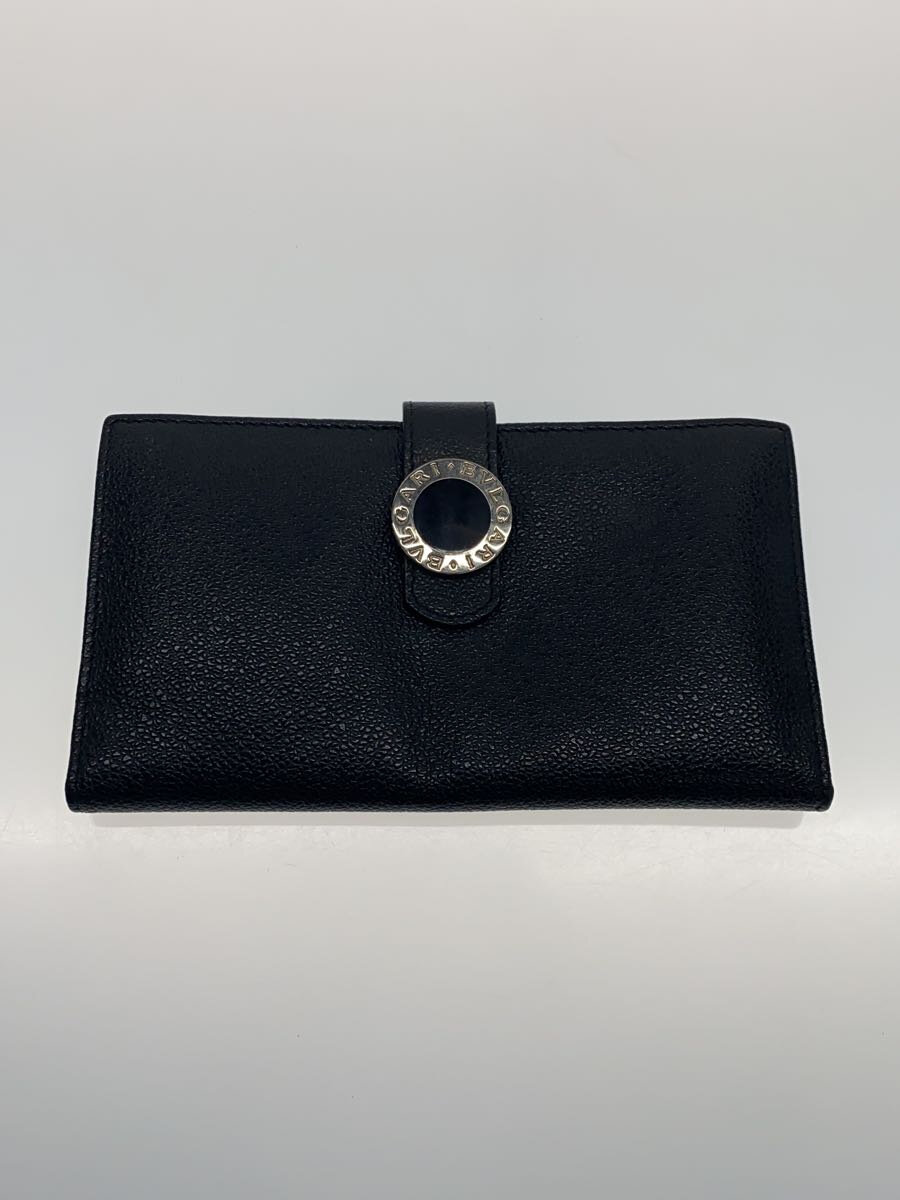 【中古】BVLGARI◆ロゴストラップウォレット/レザー/BLK/メンズ【服飾雑貨他】