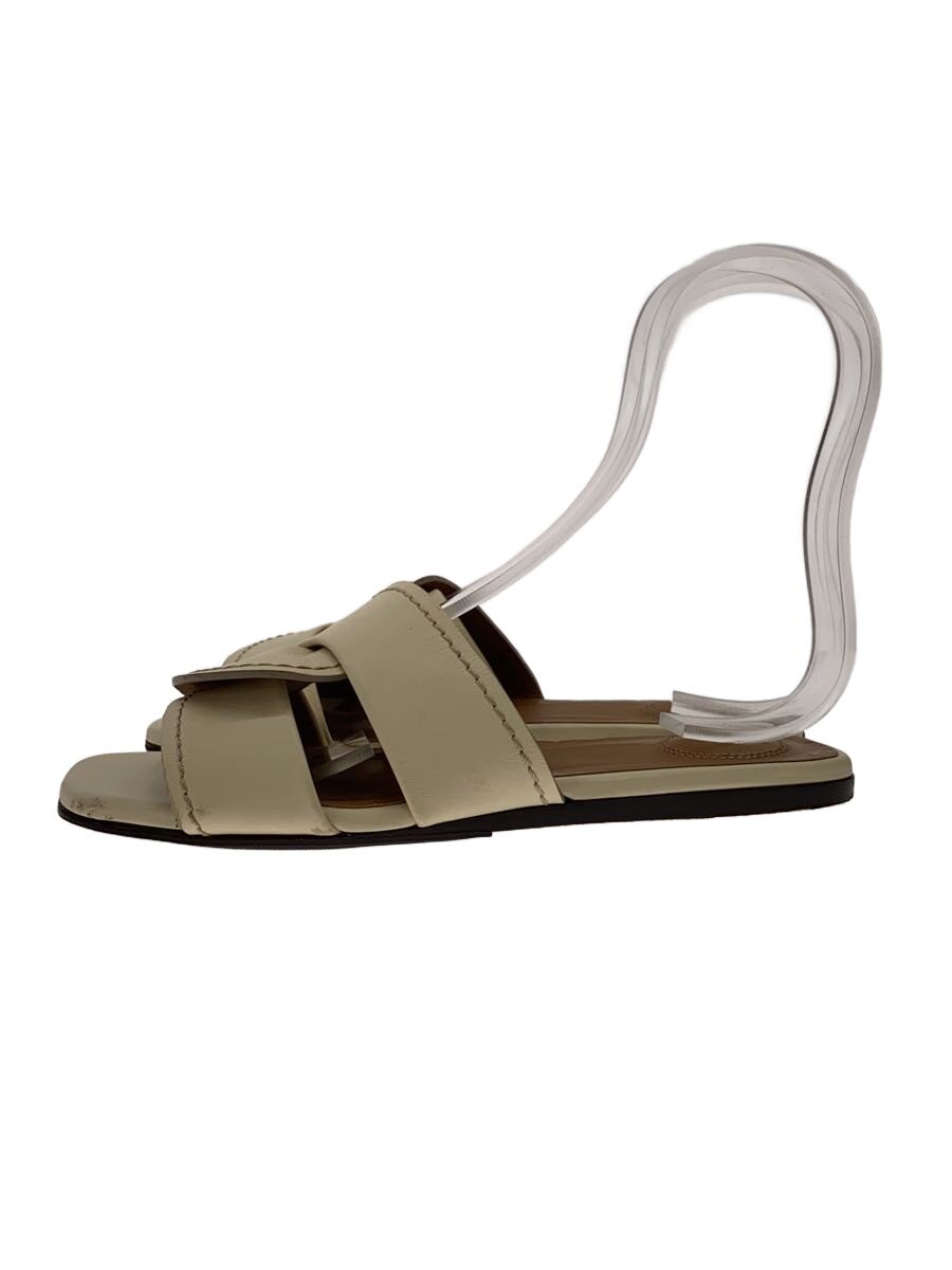 【中古】Chloe◆スクエアトゥフラットサンダル/35/WHT/レザー/022055【シューズ】