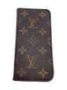 【中古】LOUIS VUITTON◆iPhoneX・フォリオ_モノグラム_BRW/PVC/ブラウン/モノグラム/メンズ【服飾雑貨他】