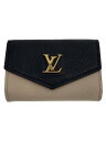 【中古】LOUIS VUITTON◆ポルト・フォイユ・ロック・ミニ_BLK/レザー/CRM/無地/レディース【服飾雑貨他】