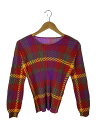 【中古】PLEATS PLEASE ISSEY MIYAKE◆長袖カットソー/3/ポリエステル/マルチカラー/チェック/PP43-JK684【レディースウェア】