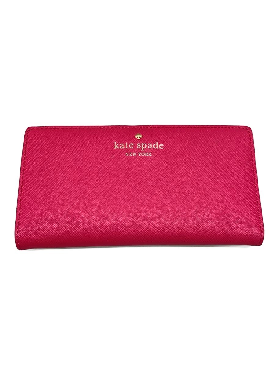 【中古】kate spade new york◆ケイトスペードニューヨーク/長財布/フェイクレザー/ピンク/無地/レディース【服飾雑貨他】