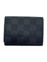 【中古】LOUIS VUITTON◆アンヴェロップ・カルト・ドゥ・ヴィジット_ダミエ・グラフィット_BLK/M63338/イニシャル有【服飾雑貨他】