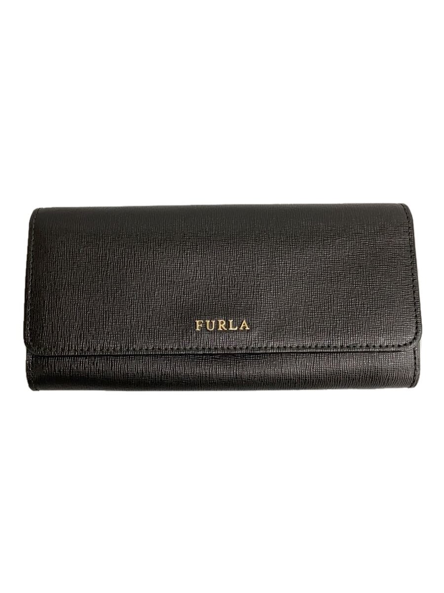 【中古】FURLA◆長財布/レザー/BLK/レディース【服飾雑貨他】