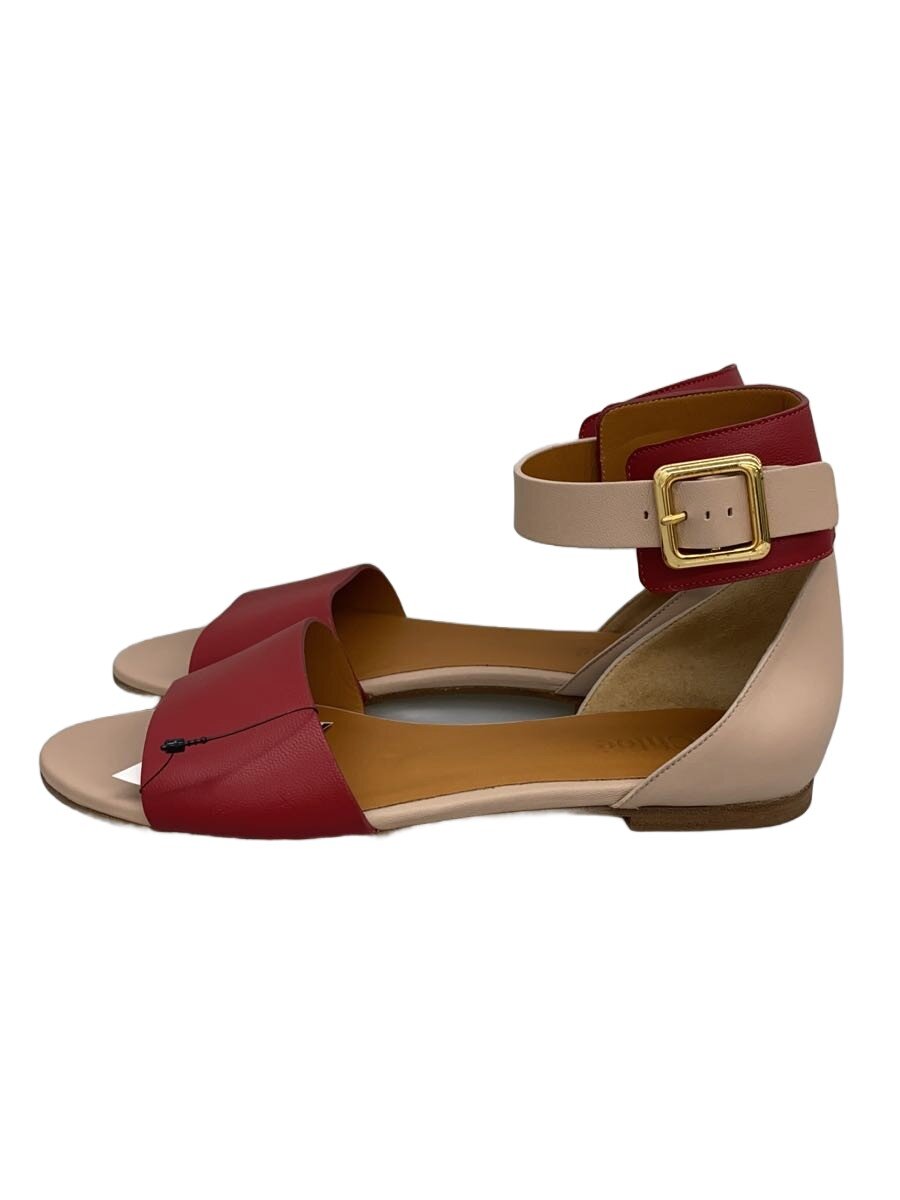 【中古】Chloe◆サンダル/37/RED/レザー【シューズ】