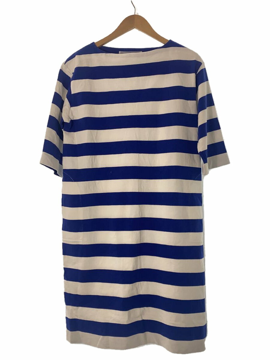 【中古】R&D.M.Co-(OLDMAN’S TAILOR)◆7分袖ワンピース/--/コットン/BLU/ボーダー【レディースウェア】