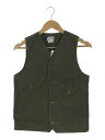 【中古】POST OVERALLS◆ベスト/XS/コットン/KHK/無地【メンズウェア】