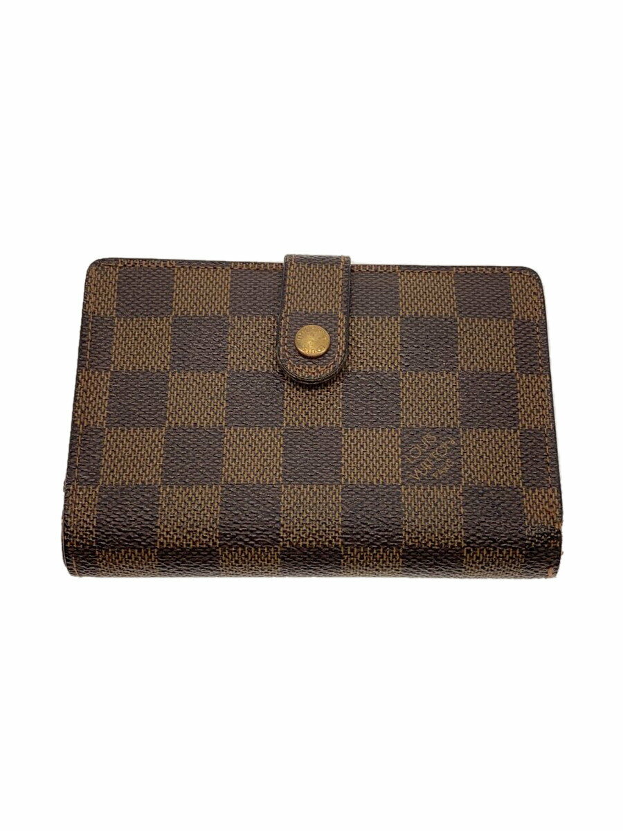 【中古】LOUIS VUITTON◆ポルト・モネ・ビエ・ヴィエノワ_ダミエ・エベヌ_BRW/PVC/BRW/総柄/レディース【服飾雑貨他】