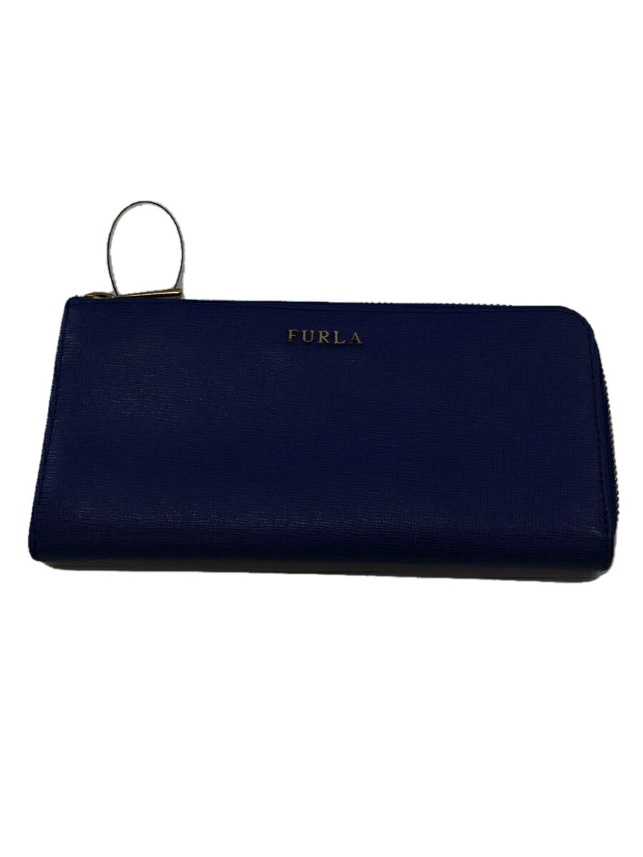 【中古】FURLA◆長財布/レザー/BLU/レ