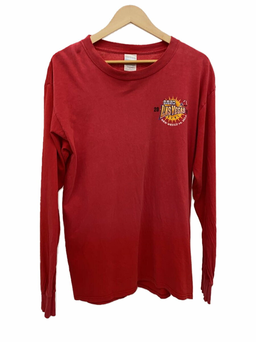 【中古】GILDAN◆長袖Tシャツ/M/コットン/RED/無地【メンズウェア】