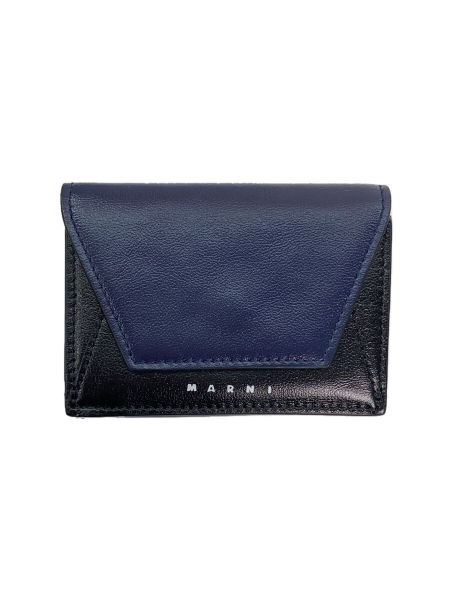 【中古】MARNI◆3つ折り財布/レザー/NVY/無地/メンズ/PFMI0052U0 P2644【服飾雑貨他】