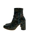 【中古】UNDERCOVER◆総柄ガラスレザーショートブーツ MOTH/XS/KHK/牛革/UC2A1F03-2【シューズ】