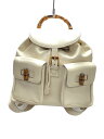 【中古】GUCCI◆リュックサック_バンブー/レザー/WHT/無地【バッグ】