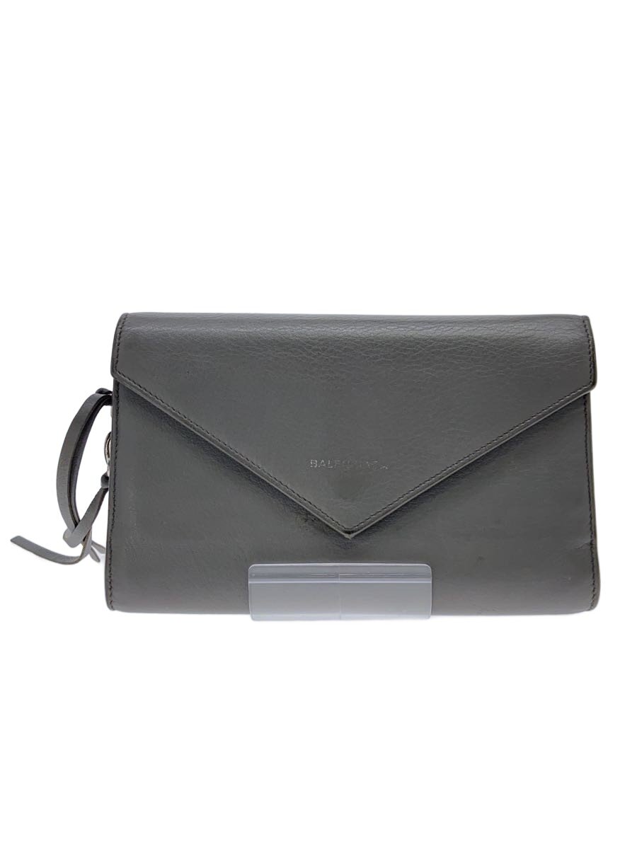 【中古】BALENCIAGA◆長財布/レザー/GRY/無地/レディース/371661.1320.C.555583【服飾雑貨他】