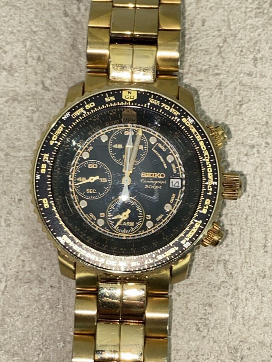 【中古】SEIKO◆パイロットクロノグラフ/腕時計/アナログ/7T62-0EB0【服飾雑貨他】