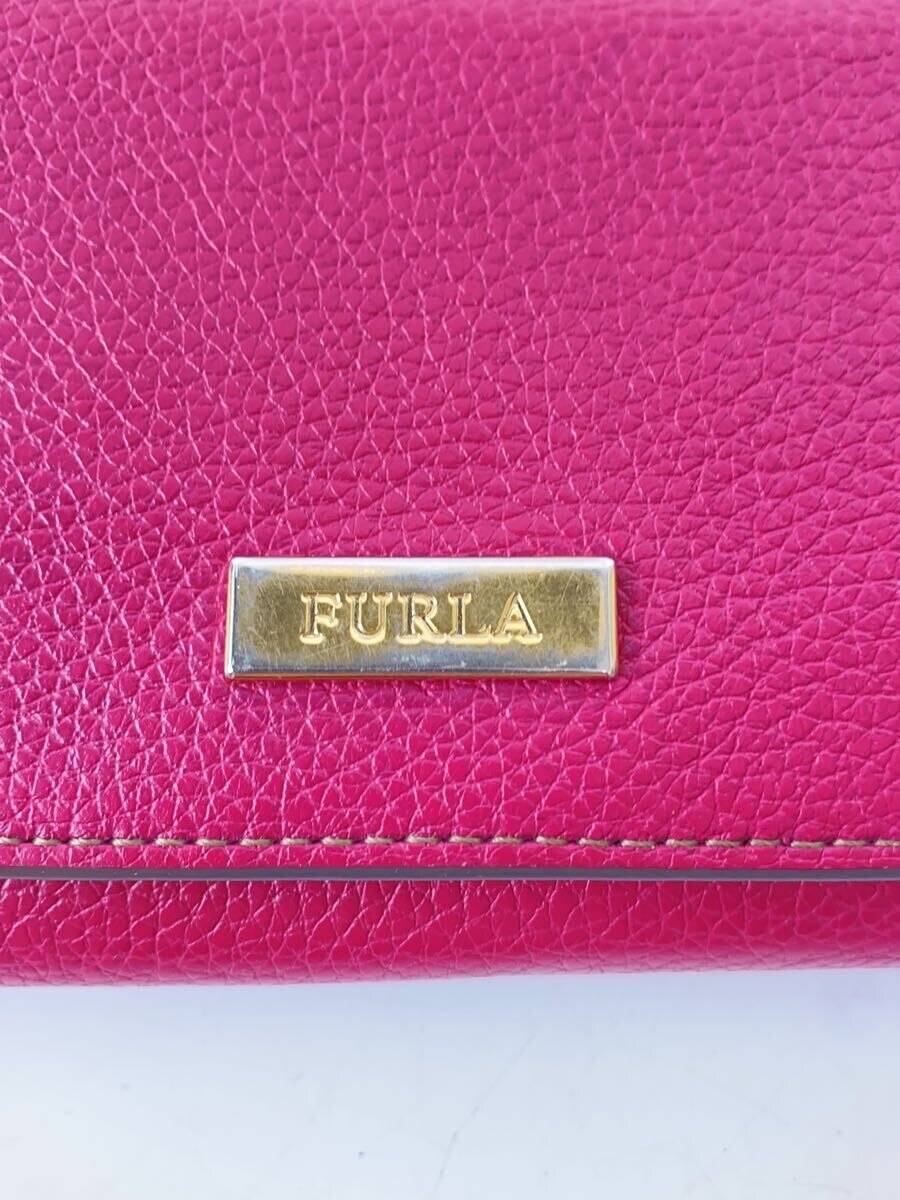 【中古】FURLA◆長財布/レザー/PNK/無地/レディース【服飾雑貨他】