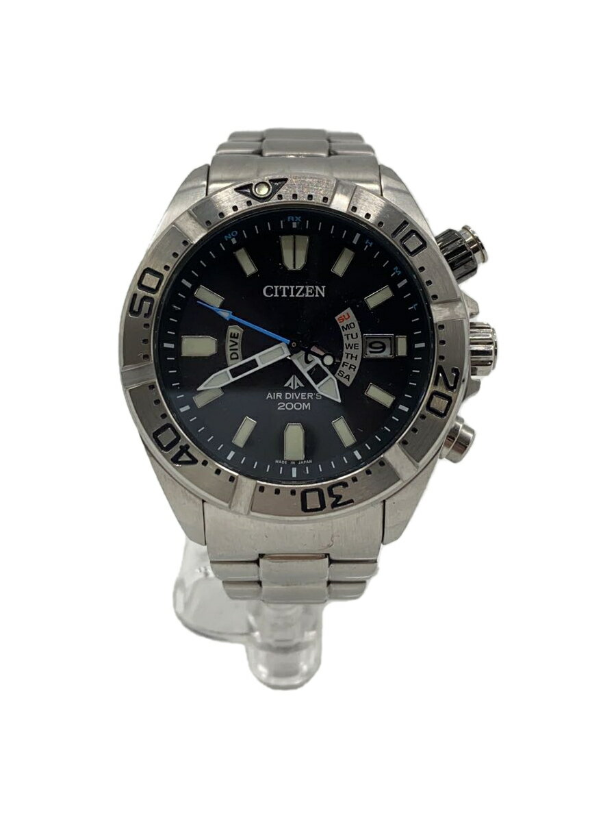 【中古】CITIZEN◆ソーラー腕時計/アナログ/BLK/SLV/H112-T016651プロマスター/デイデイト/エコドライフ【服飾雑貨他】