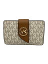 【中古】MICHAEL KORS◆2つ折り財布/--/CRM/モノグラム/レディース/32F1GGRE8B【服飾雑貨他】