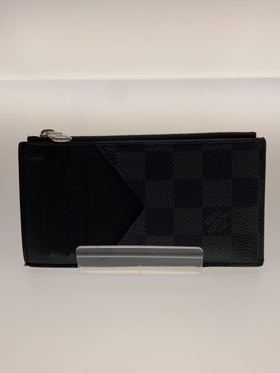 【中古】LOUIS VUITTON◆コインカード・ホルダー_ダミエ・グラフィット_BLK/PVC/BLK/メンズ【服飾雑貨他】