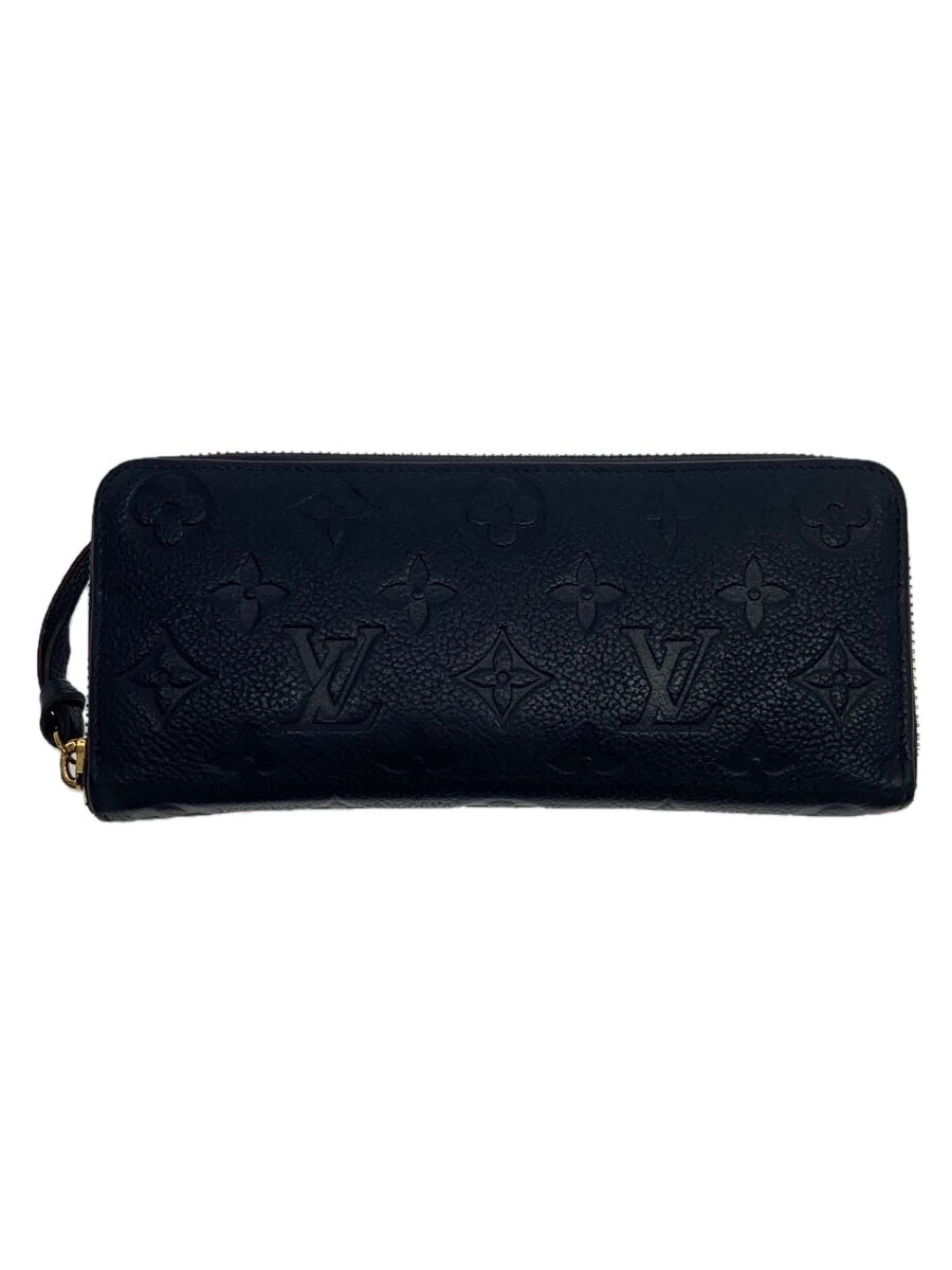【中古】LOUIS VUITTON◆ポルト・フォイユ・クレマンス_モノグラム・アンプラント_NVY/レザー/NVY/総柄/レディース【服飾雑貨他】
