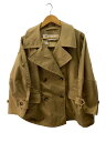【中古】LOUNIE◆ショートトレンチアウター/38/ポリエステル/ベージュ/オーバーサイズ/ドロップショルダー【レディースウェア】