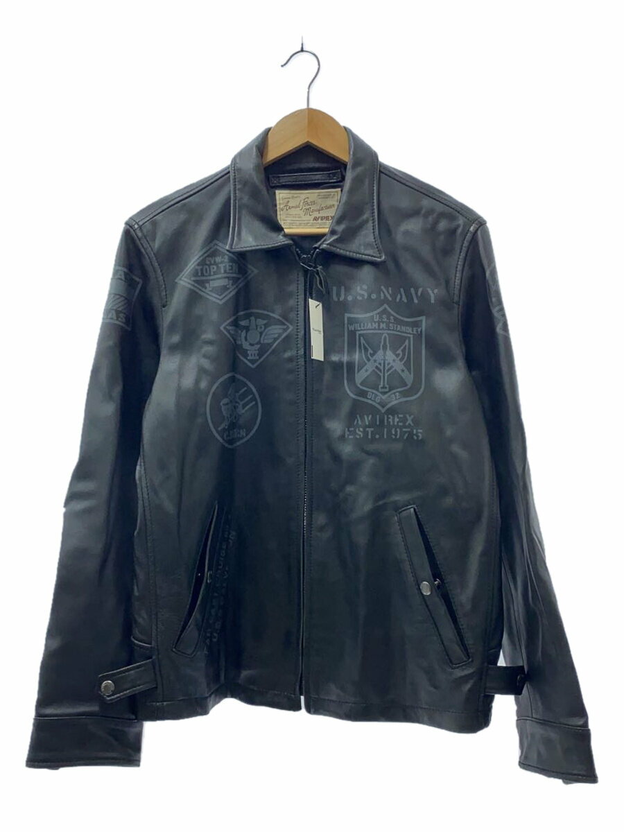 【中古】AVIREX◆レザージャケット・ブルゾン/L/山羊革/BLK/無地/6171095【メンズウェア】