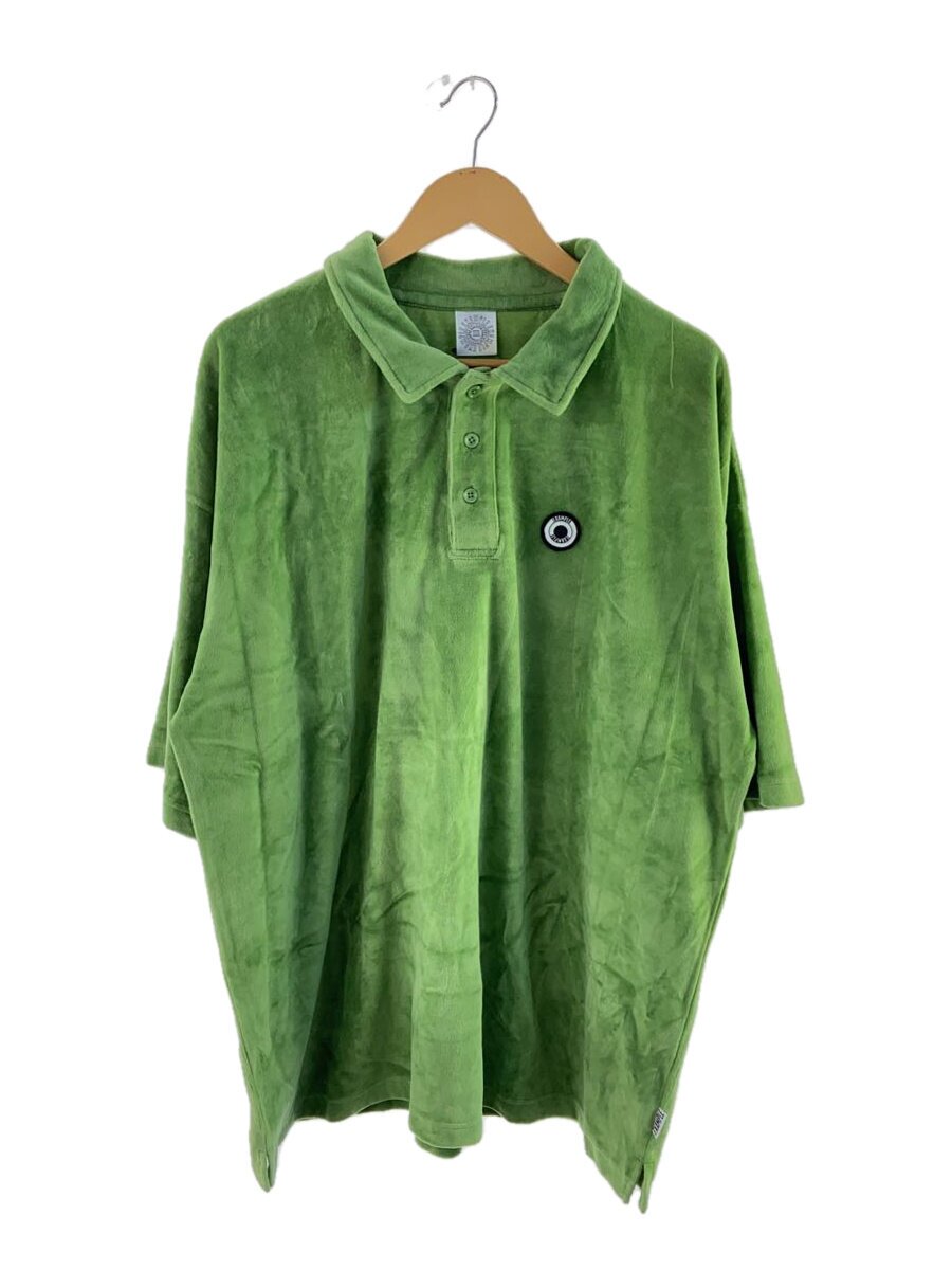 EXAMPLE◆MINI ROUND LOGO PATCH VELVET POLO SHIRT/XXL/コットン/GRN